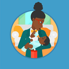 Sticker - Mother feeding baby vector illustration