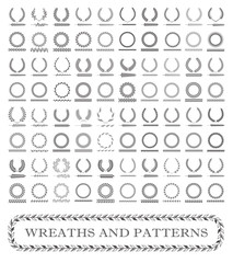 Sticker - Wreaths, branches and foliage patterns. Vector illustration.