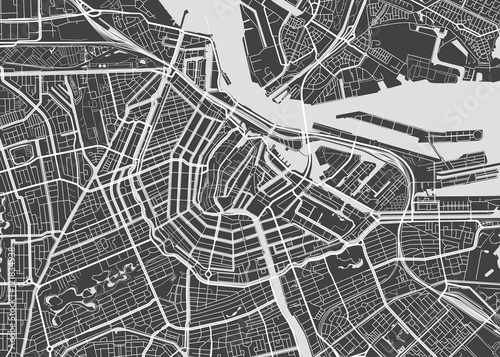 Fotografía Vector detailed map Amsterdam