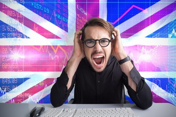 Poster - Composite image of businessman yelling with his hands on face 