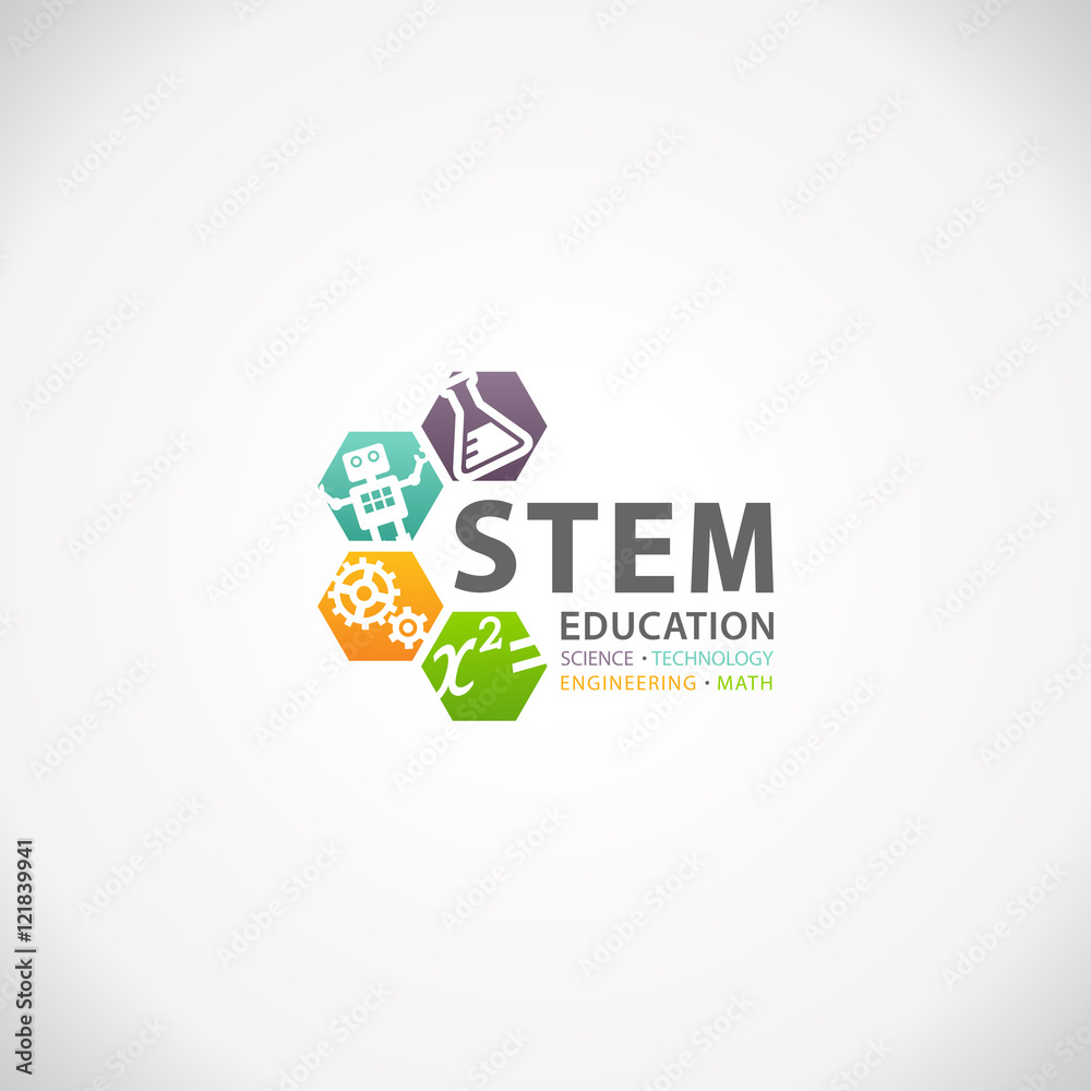 STEM Education Concept Logo. Science Technology Engineering Mathematics.