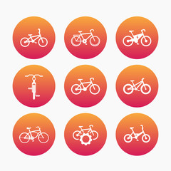 Sticker - bicycle, cycling, electric bike, fat-bike icons on white