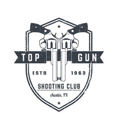 Wall Mural - Gun club vintage logo, emblem with two revolvers on shield, grunge textures can be removed