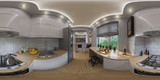 Fototapeta  - 3d rendering spherical 360 degrees, seamless panorama of  living room