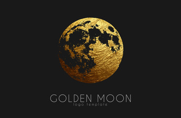 moon logo design. creative moon logo. golden logo. full moon.