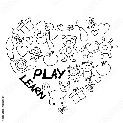 Fotografie, Obraz Play Learn and grow together Vector image