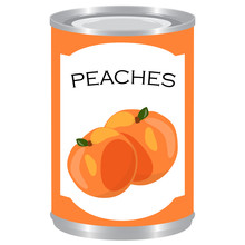 Canned Sweet Peaches Isolated Vector Illustration
