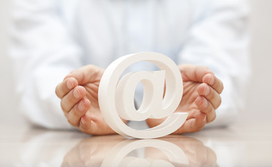 Poster - Email symbol protected by hands