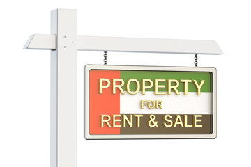Poster - Property for sale and rent in UAE concept. Real Estate Sign, 3D