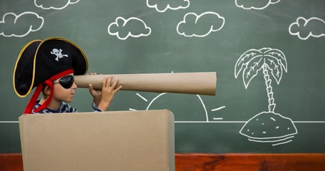Poster - Composite image of boy pretending to be a pirate