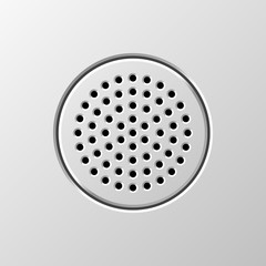 Fototapete - Abstract audio speaker template, dynamic with perforated grill pattern for design concepts, graphic elements, web, prints, apps, applications, user interfaces, UI. Vector illustration.
