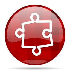 Poster - puzzle red round circle glossy modern design web icon