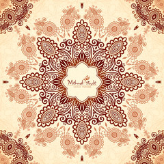 Wall Mural - Vector vintage round seamless pattern in Indian mehndi style