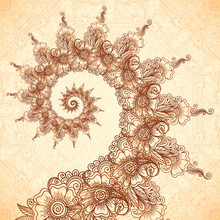 Vector Fractal Spiral In Indian Henna Tattoo Style