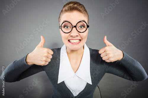 Fotografía Happy satisfied businesswoman in office.
