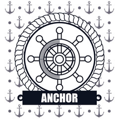 Canvas Print - ship wheel steer icon anchor design vector illustration eps 10