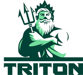 Wall Mural - Triton Arms Crossed Trident Front Retro