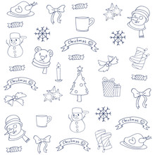 Christmas Of Doodles Collection Hand Draw