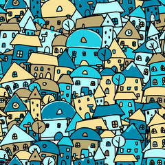 Wall Mural - Colorful city, seamless pattern for your design