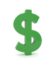 Isolated Green Dollar Sign On White Background. American Currency. Money Green Economy Symbol. 3D Rendering.