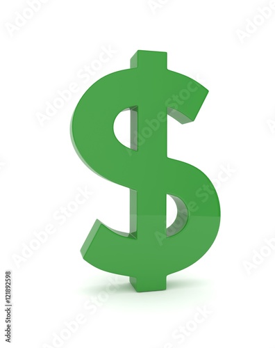 Fotografia, Obraz Isolated green dollar sign on white background