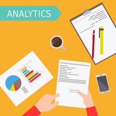 Fototapete - Business analytics and financial audit top view vectorillustration