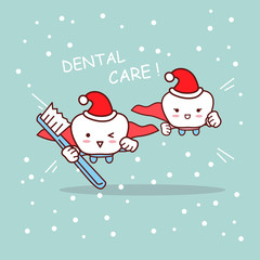 Sticker - Happy cartoon tooth and dentist