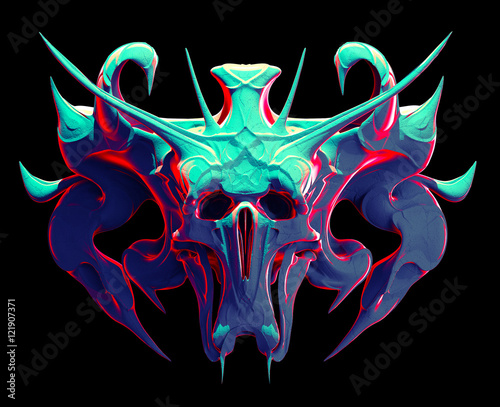 Cuadros en Lienzo Monster skull design on a black background for Halloween