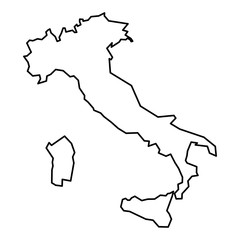Canvas Print - Black contour map of Italy