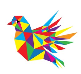 Canvas Print - Geometric Flying Bird, polygonal art vector design