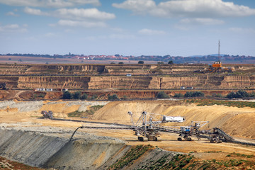 Wall Mural - open pit coal mine with giant excavator