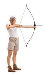 Poster - Woman aiming with an arrow and a bow