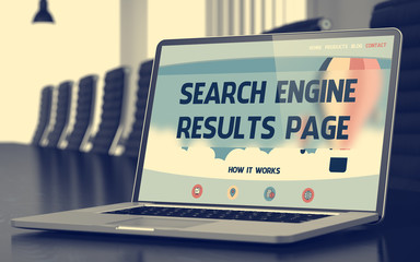 Poster - Search Engine Results Page - on Laptop Screen. Closeup. 3D.