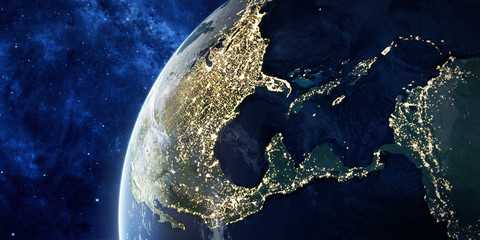 Wall Mural - orbital view on earth from space