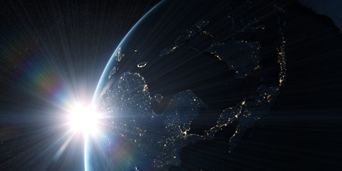 Wall Mural - orbital view on earth from space