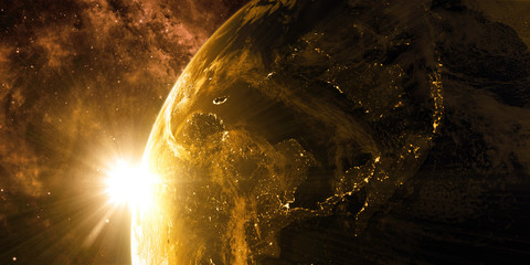 Wall Mural - orbital view on earth from space