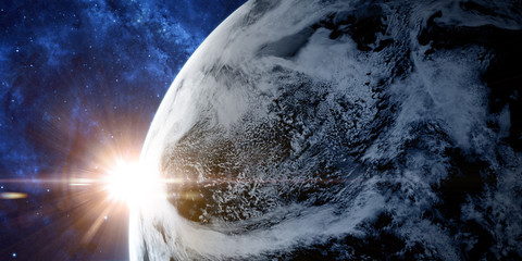 Wall Mural - orbital view on a planet from space