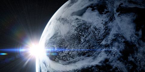 Wall Mural - orbital view on a planet from space