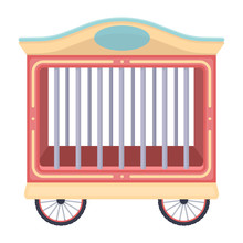 Circus Wagon Icon In Cartoon Style Isolated On White Background. Circus Symbol Stock Vector Illustration.