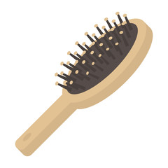 Hairbrush icon in cartoon style isolated on white background. Make up symbol stock vector illustration.