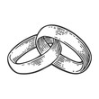 Wedding rings. Vintage black vector engraving illustration