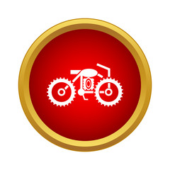 Sticker - Motorcycle icon in simple style in red circle. Transport symbol