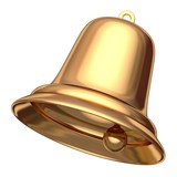 Fototapeta  - Golden Christmas bell isolated on white 3D illustration