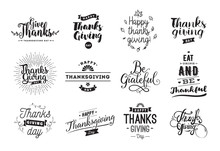 Thanksgiving Day Typography Set.