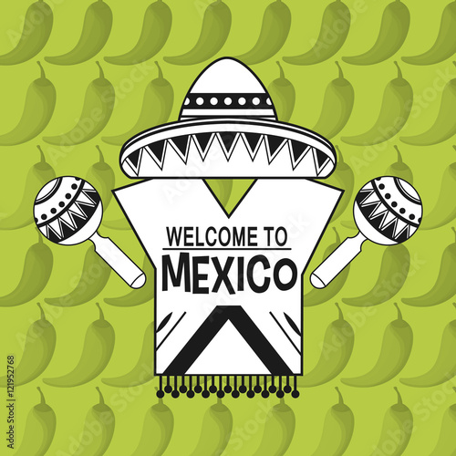 to mexico sign with mexican culture related icons image vector