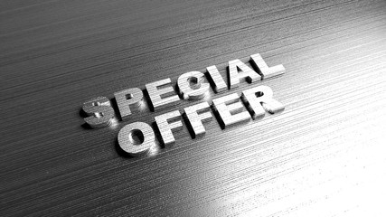 Fototapete - Metal word 'Special offer' on metal surface. 3D Rendering.