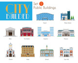 Fototapeta  - City Builder Set 1: Public and Municipal Buildings