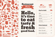 Restaurant Menu brochure. Bill of fare design template with food illustrations and nice typography.
