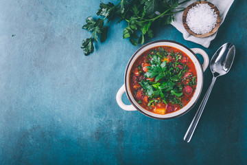 Wall Mural - Gulaschsuppe mit Kartoffeln und Salami