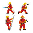 Set of firemans vector illustration.